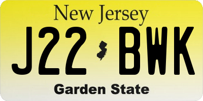 NJ license plate J22BWK