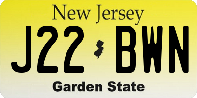 NJ license plate J22BWN