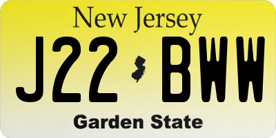 NJ license plate J22BWW