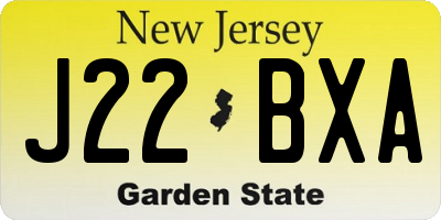 NJ license plate J22BXA