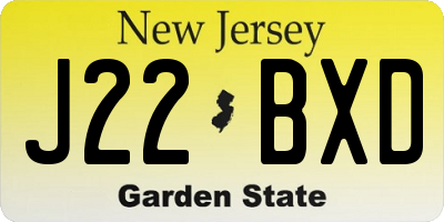 NJ license plate J22BXD