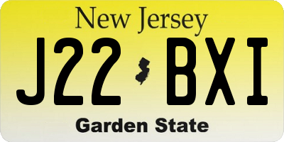 NJ license plate J22BXI