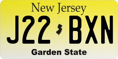 NJ license plate J22BXN