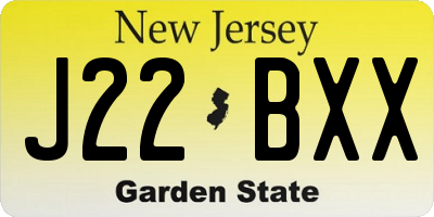 NJ license plate J22BXX