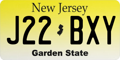 NJ license plate J22BXY