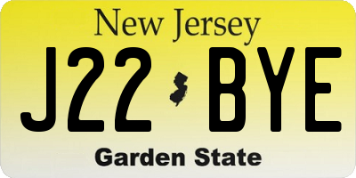 NJ license plate J22BYE