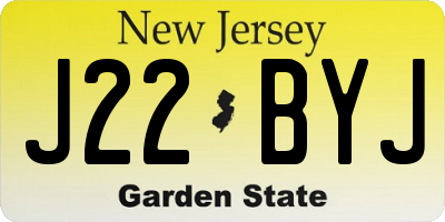 NJ license plate J22BYJ