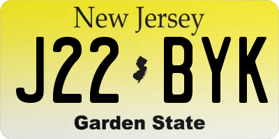 NJ license plate J22BYK