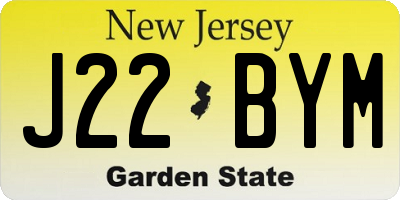 NJ license plate J22BYM