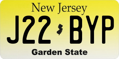 NJ license plate J22BYP