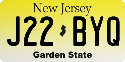 NJ license plate J22BYQ
