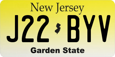 NJ license plate J22BYV