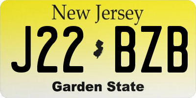 NJ license plate J22BZB