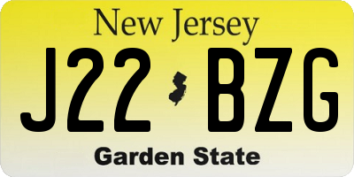 NJ license plate J22BZG