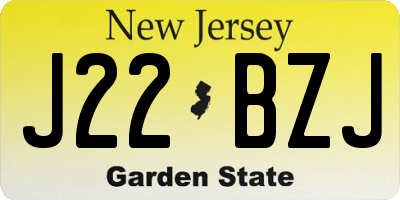 NJ license plate J22BZJ