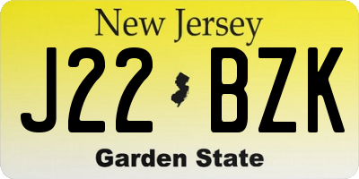 NJ license plate J22BZK