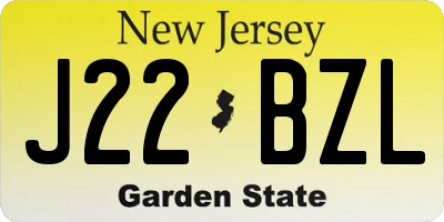 NJ license plate J22BZL