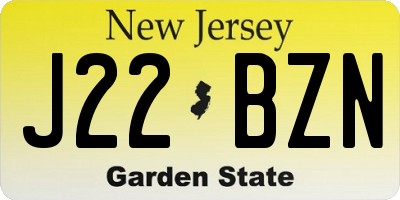 NJ license plate J22BZN