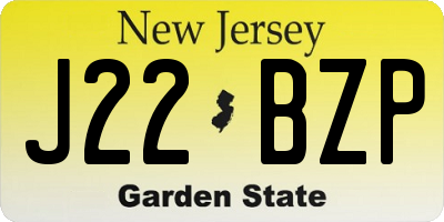 NJ license plate J22BZP