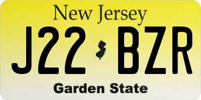 NJ license plate J22BZR