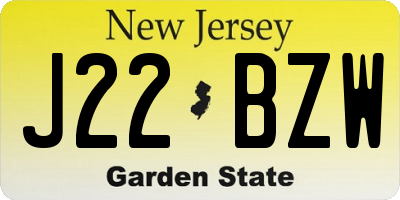 NJ license plate J22BZW