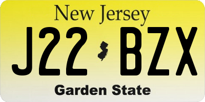 NJ license plate J22BZX