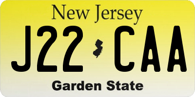 NJ license plate J22CAA