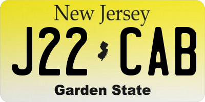 NJ license plate J22CAB