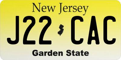 NJ license plate J22CAC