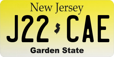 NJ license plate J22CAE