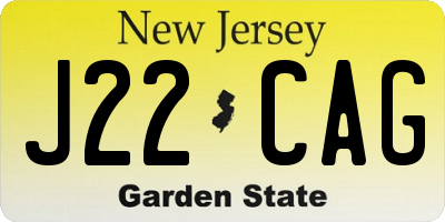 NJ license plate J22CAG