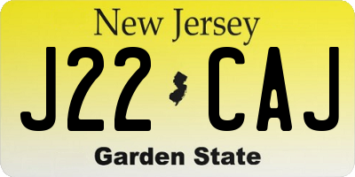 NJ license plate J22CAJ