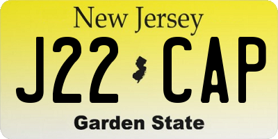 NJ license plate J22CAP