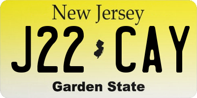 NJ license plate J22CAY