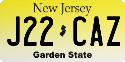 NJ license plate J22CAZ