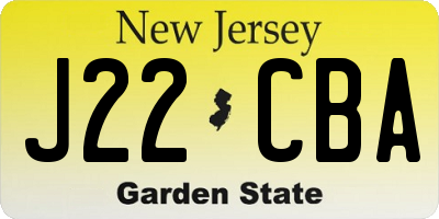 NJ license plate J22CBA