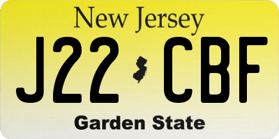 NJ license plate J22CBF