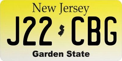 NJ license plate J22CBG
