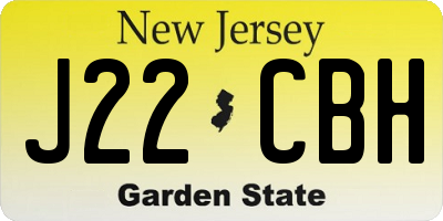 NJ license plate J22CBH