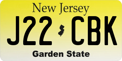 NJ license plate J22CBK
