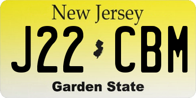 NJ license plate J22CBM