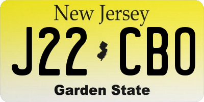 NJ license plate J22CBO