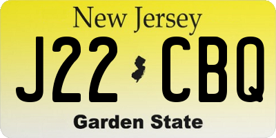 NJ license plate J22CBQ