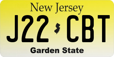 NJ license plate J22CBT