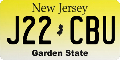 NJ license plate J22CBU