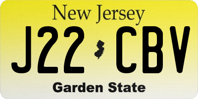 NJ license plate J22CBV