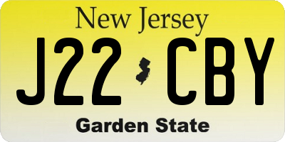 NJ license plate J22CBY