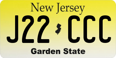 NJ license plate J22CCC