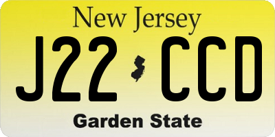 NJ license plate J22CCD