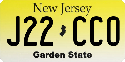 NJ license plate J22CCO